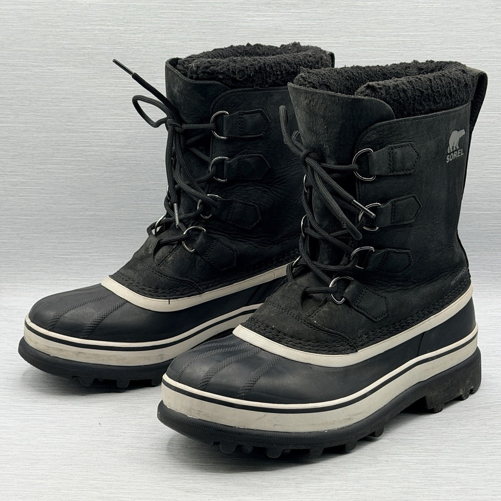 Sorel Caribou Men's 8 Waterproof Snow Boots Black Nubuck Duck Winter NM1000-016